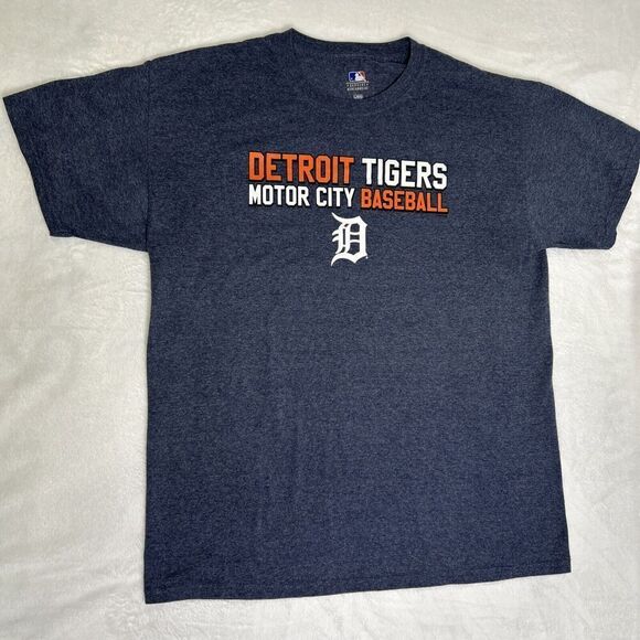 Detroit Tigers Motor City Baseball Shirt Men’s Large Blue Graphic MLB - Picture 1 of 6